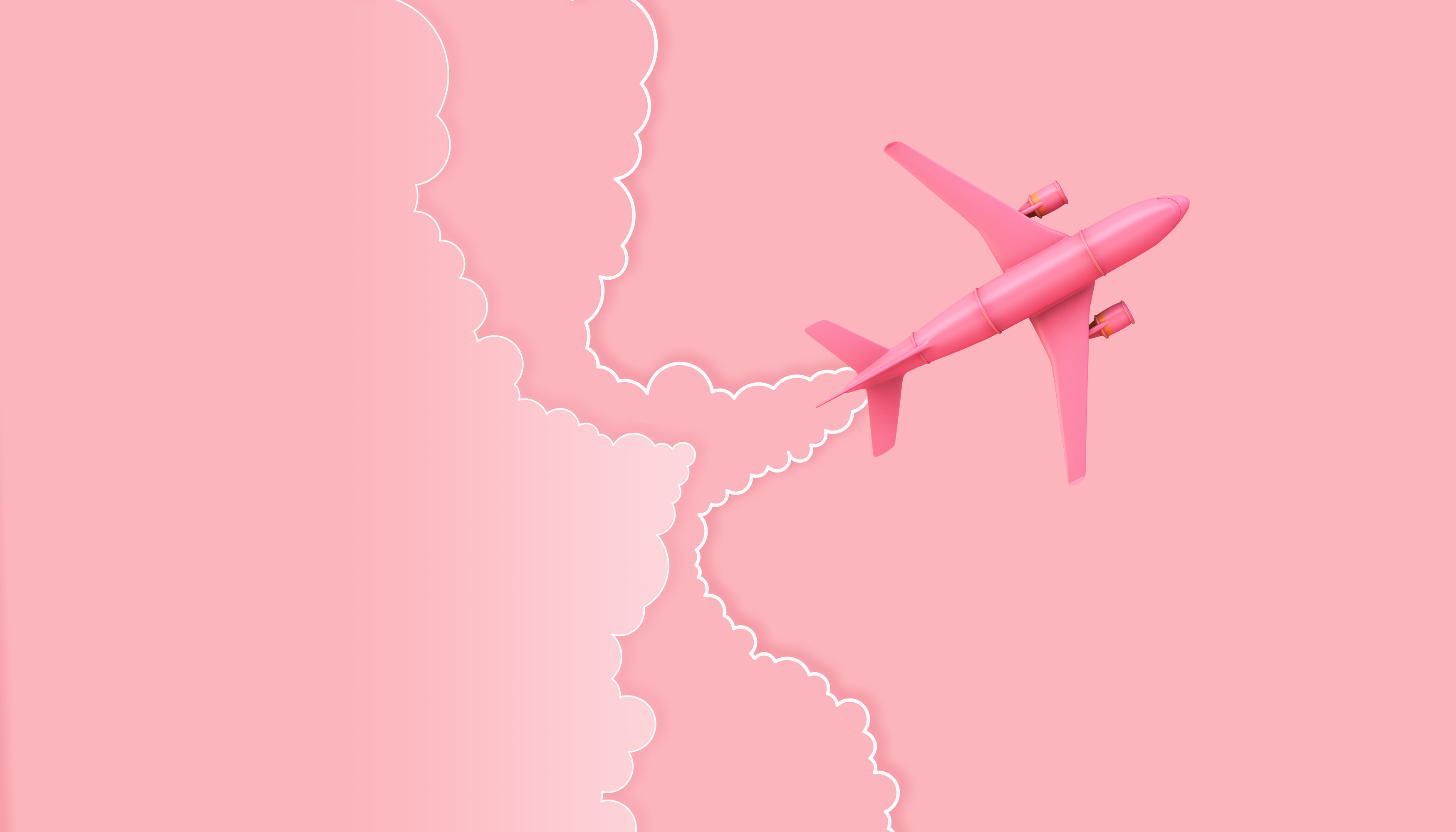 Pink Aeroplane and Clouds